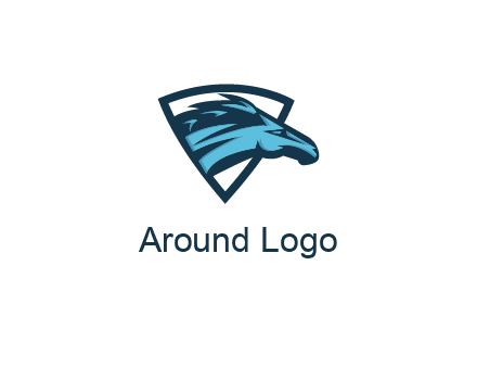abstract racing horse head in shield
