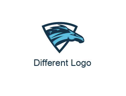 abstract racing horse head in shield