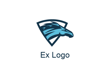 abstract racing horse head in shield