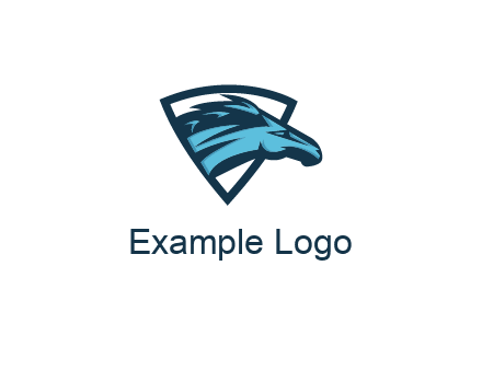 abstract racing horse head in shield