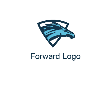 abstract racing horse head in shield