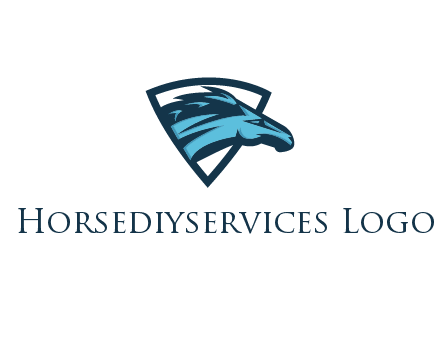 abstract racing horse head in shield