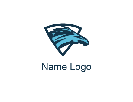 abstract racing horse head in shield