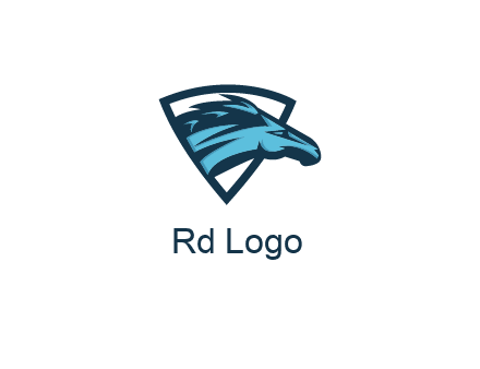 abstract racing horse head in shield