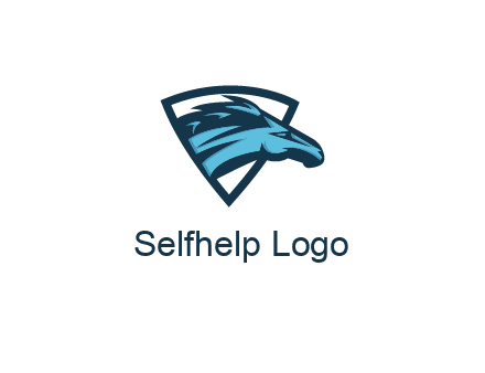 abstract racing horse head in shield