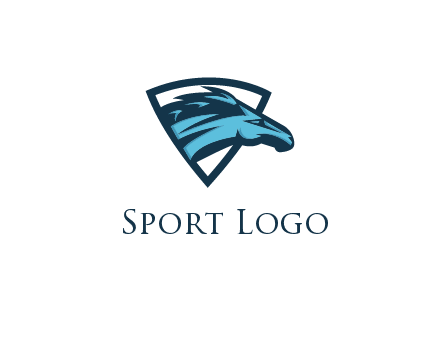 abstract racing horse head in shield
