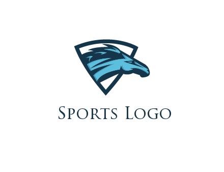 abstract racing horse head in shield
