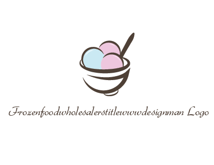 ice cream scoops with spoon in abstract bowl