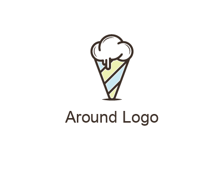 ice cream on striped cone