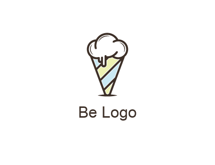 ice cream on striped cone