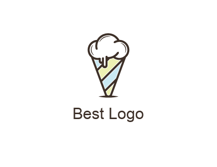 ice cream on striped cone