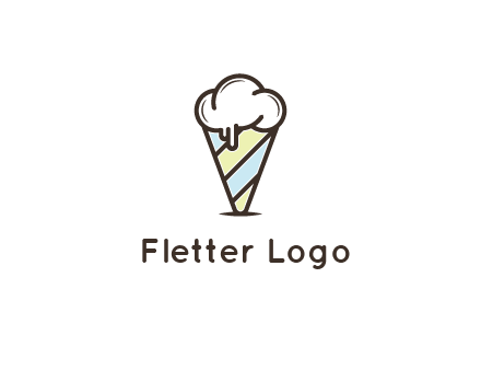 ice cream on striped cone