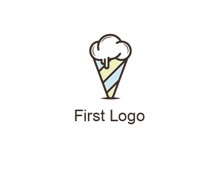 ice cream on striped cone