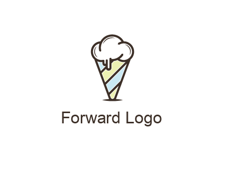 ice cream on striped cone