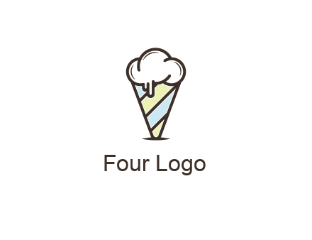 ice cream on striped cone
