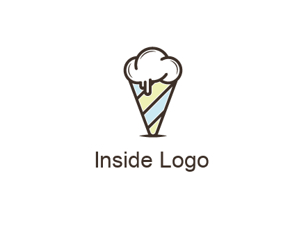 ice cream on striped cone