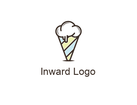 ice cream on striped cone