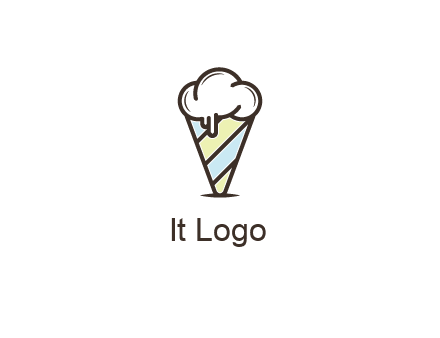 ice cream on striped cone