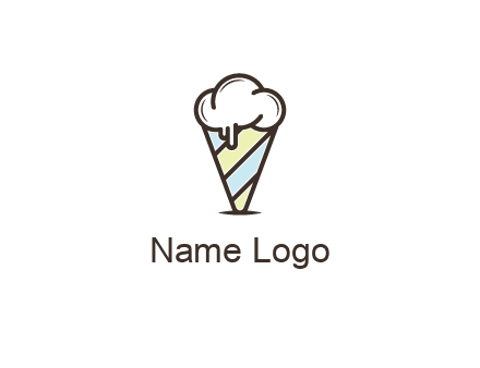 ice cream on striped cone