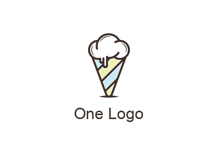 ice cream on striped cone