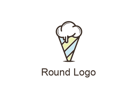ice cream on striped cone