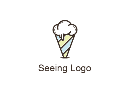 ice cream on striped cone