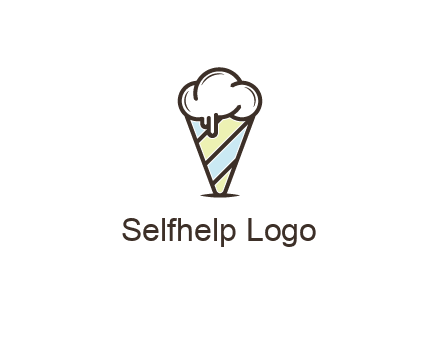ice cream on striped cone