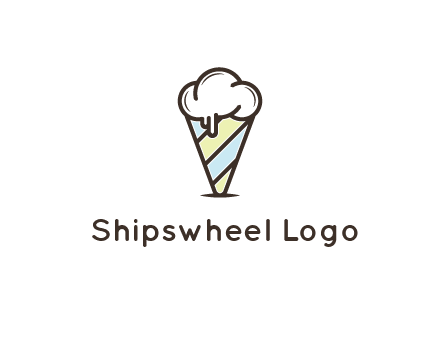 ice cream on striped cone