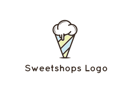 ice cream on striped cone