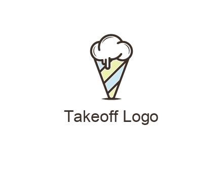 ice cream on striped cone