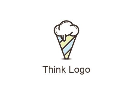 ice cream on striped cone