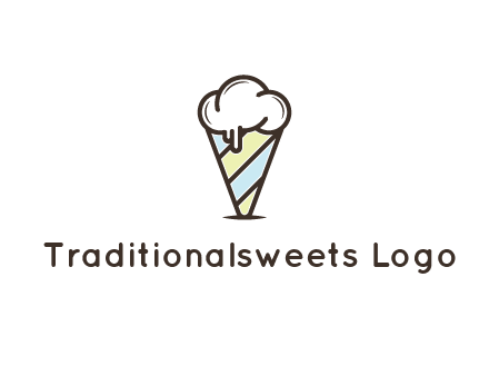 ice cream on striped cone