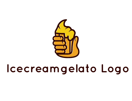 hand holding ice cream in wooden cup