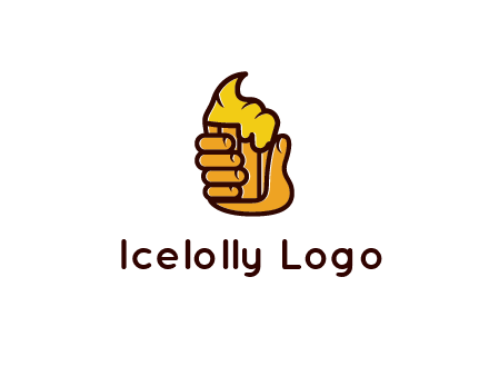 hand holding ice cream in wooden cup