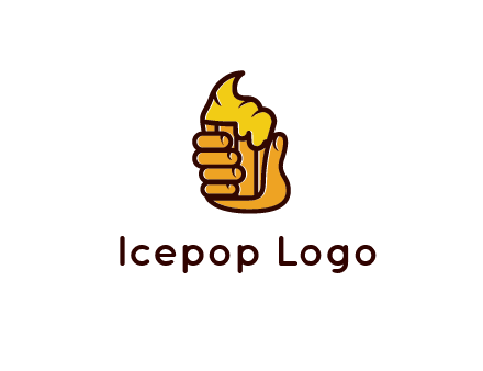 hand holding ice cream in wooden cup