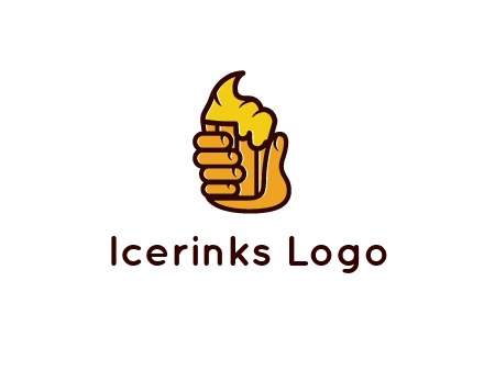 hand holding ice cream in wooden cup