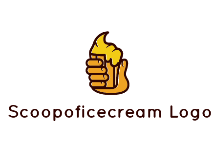 hand holding ice cream in wooden cup
