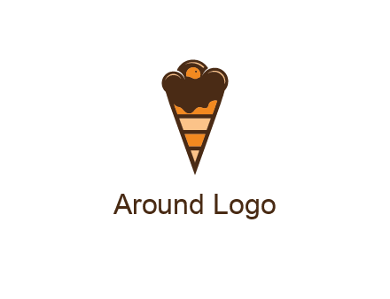 chocolate ice cream with striped cone