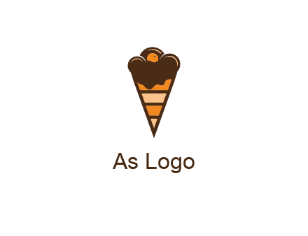 chocolate ice cream with striped cone