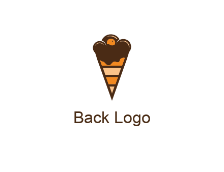 chocolate ice cream with striped cone