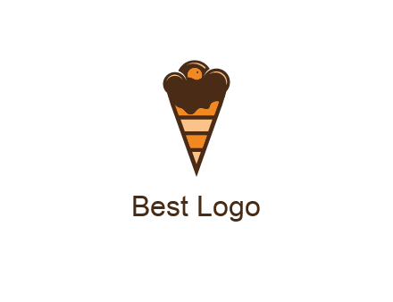 chocolate ice cream with striped cone