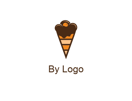 chocolate ice cream with striped cone