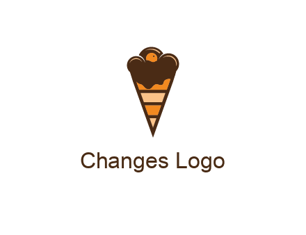 chocolate ice cream with striped cone