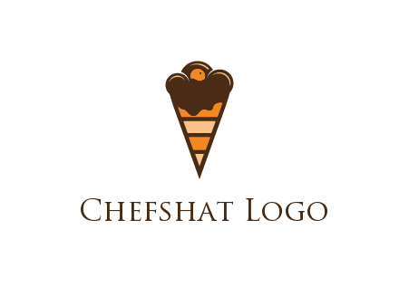 chocolate ice cream with striped cone
