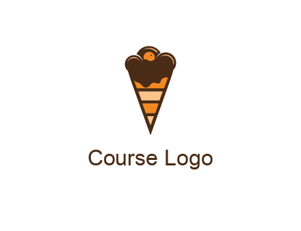 chocolate ice cream with striped cone