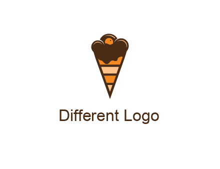 chocolate ice cream with striped cone