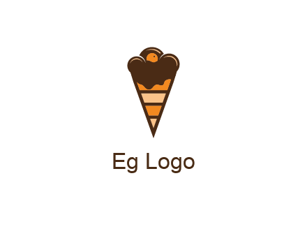 chocolate ice cream with striped cone