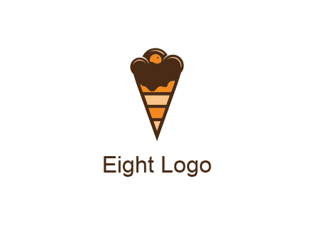 chocolate ice cream with striped cone