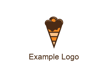 chocolate ice cream with striped cone