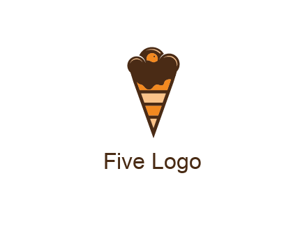 chocolate ice cream with striped cone